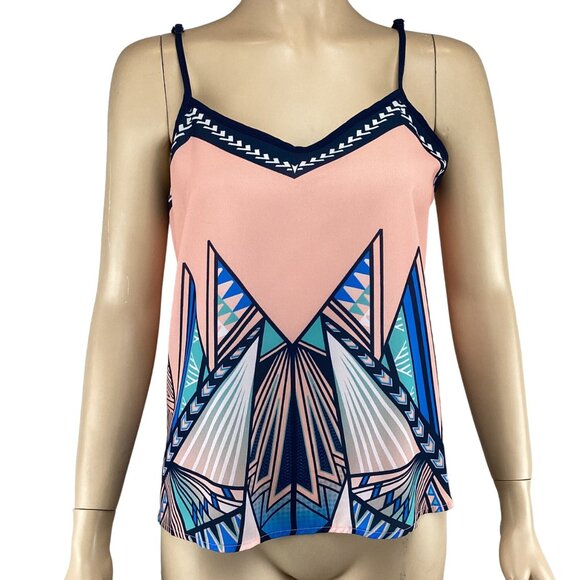 Jealous Tomato Sleeveless Top Medium Womens Aztec Print Pink Tank Cami - Picture 2 of 8